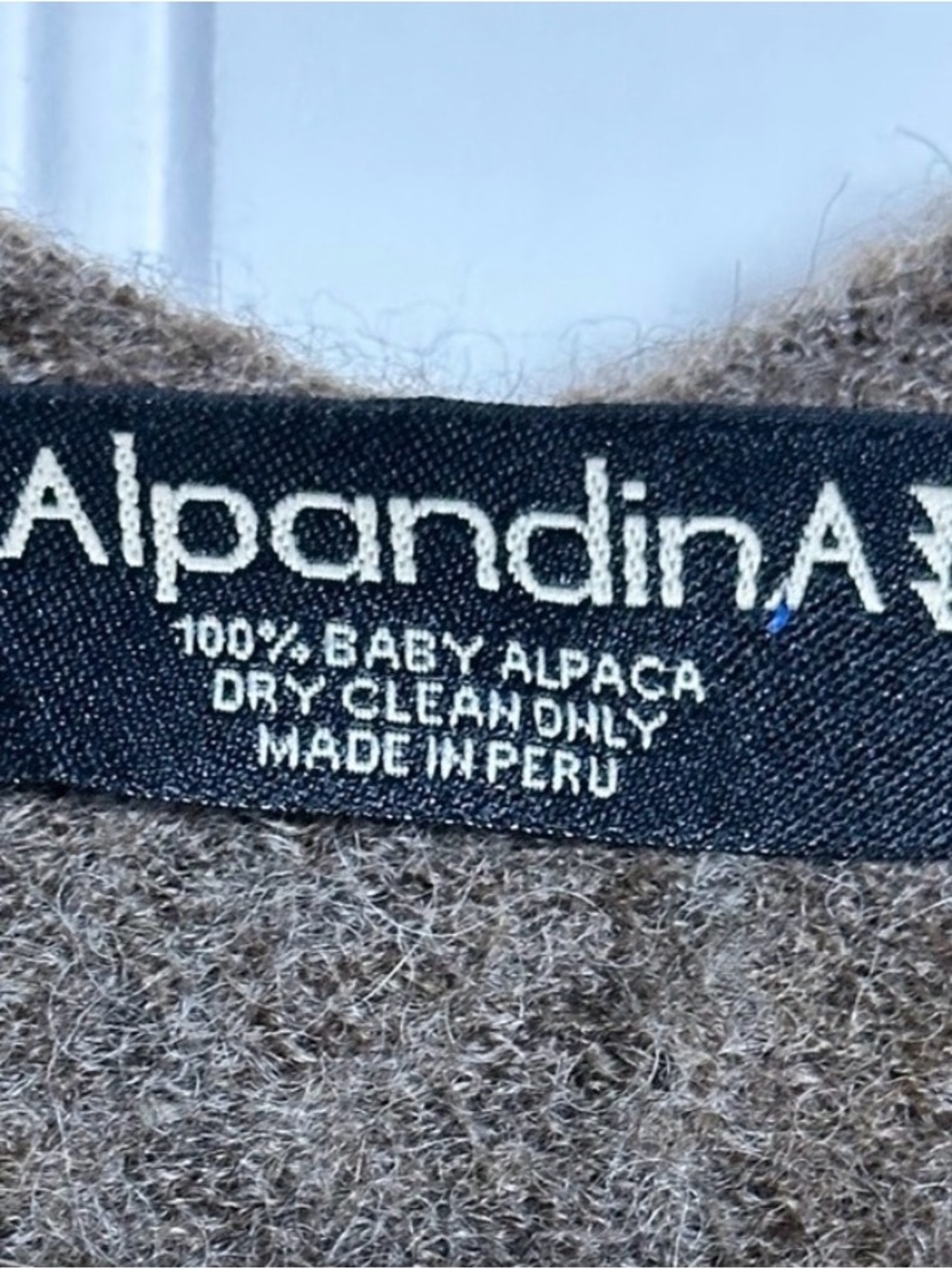 Alpaca Brown Wool Ruana with Colorful Stripe Detail Peruvian baby alpaca wool. - Picture 2 of 4